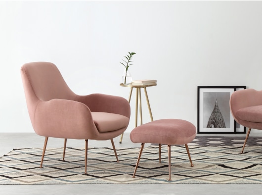 Easy Lounge Armchair in Vintage Pink