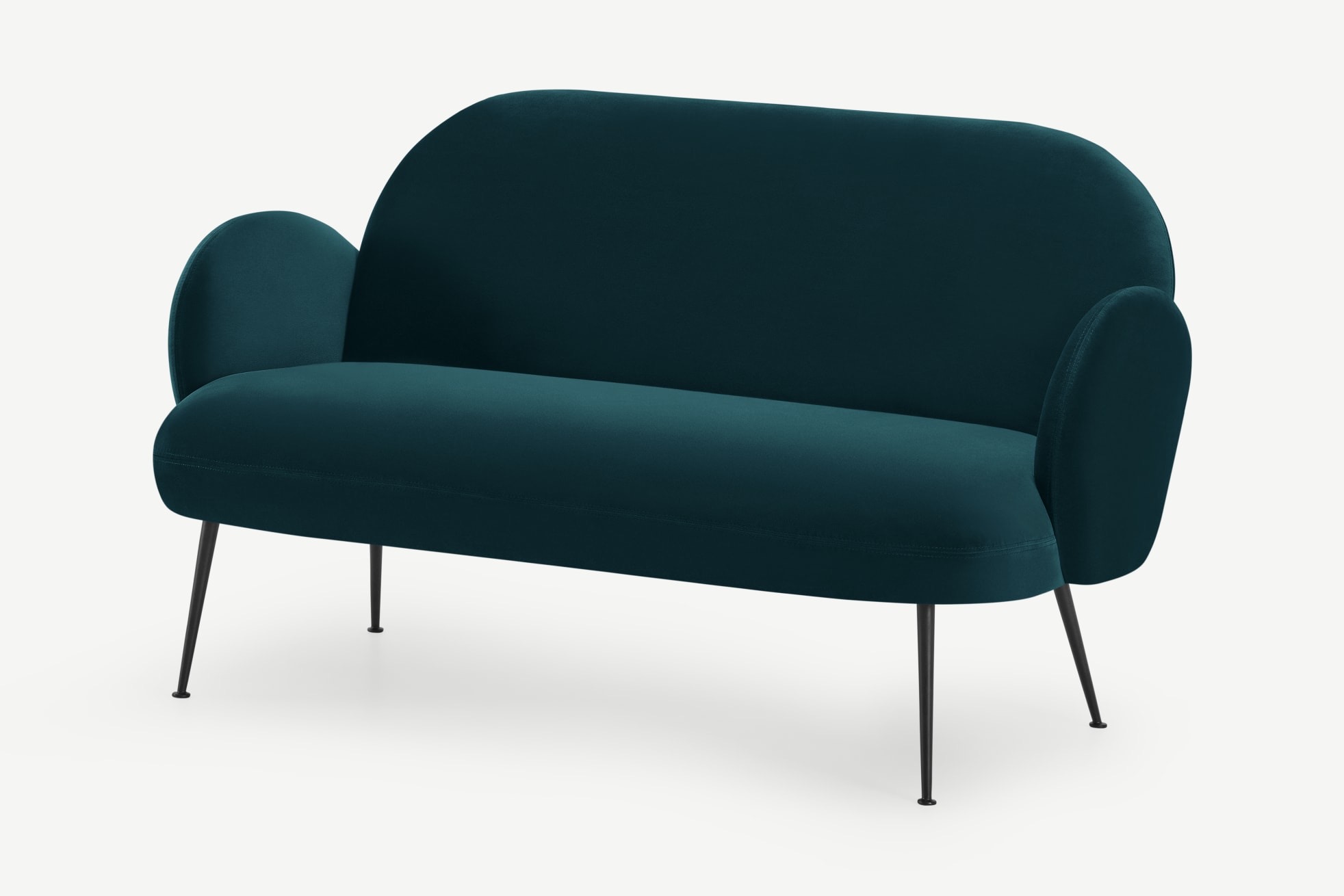2 seater sofa in steel blue mid century modern style