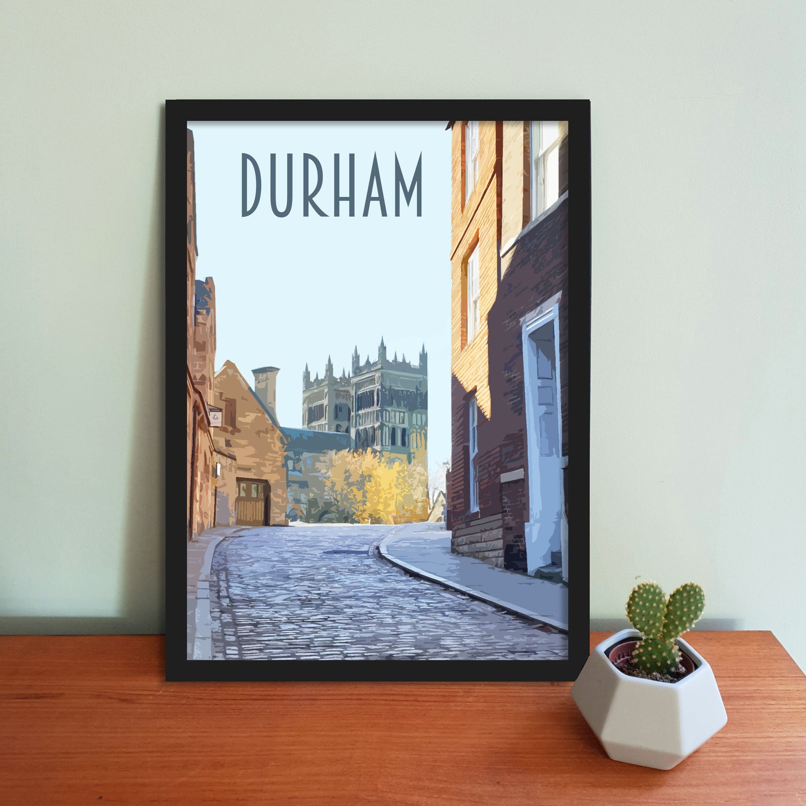 Handmade Art Print Vintage Style Travel Poster Durham Cathedral